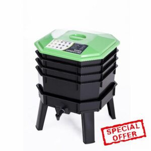 Garden Gear Worm Composter 4 Tier Vermicompost Bin with Tap and Worm Tea Reservoir Indoor Outdoor Kitchen Waste Recycling 40 x 40 x 52cm