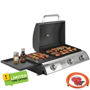 Outsunny 3 Burner Portable Gas Plancha BBQ Grill