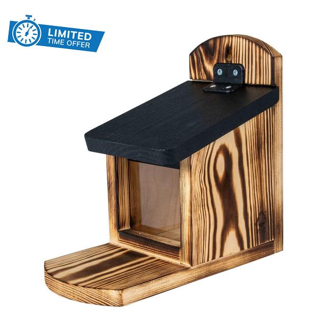 Victoria Squirrel Feeder – FSC Wooden Garden Feeder with Lift Lid & Clear Window – Dedicated Squirrel Feeding Statio