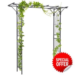Outsunny 210cm Decorative Metal Garden Trellis Arch with Durable Steel Tubing & Elegant Scrollwork