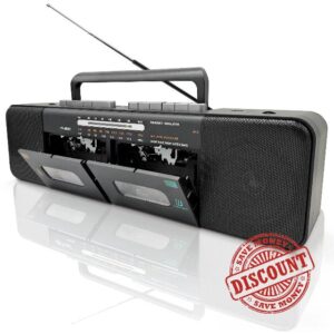 Dual Cassette Player Boombox with Bluetooth