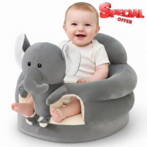 Baby Sit Up Chair Cute Cartoon Grey Elephant Infant Sit Up Chair Plush Sofa for Bedroom Living Room Nursery Apartment Floor Seats Loungers