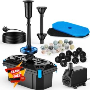 POPOSOAP RGB Pond Fountain & Pond Filter Kit