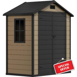 DWVO 6x4 FT Outdoor Resin Storage Shed with Reinforced Floor