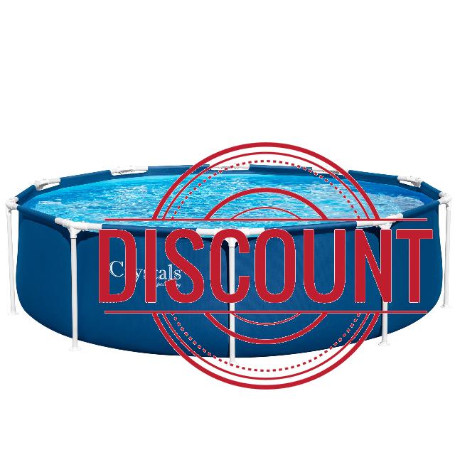 Crystals Steel Pro 10ft Round Frame Swimming Pool Set – Above Ground Outdoor Garden Pool with Durable Steel Frame