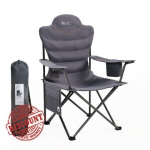 OUTSIDER Folding Camping Chair Heavy Duty Fishing Chair 150KG Oversized Outdoor Chairs with Cup Holder