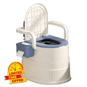 Portable Toilet Chair with Backrest and Armrests