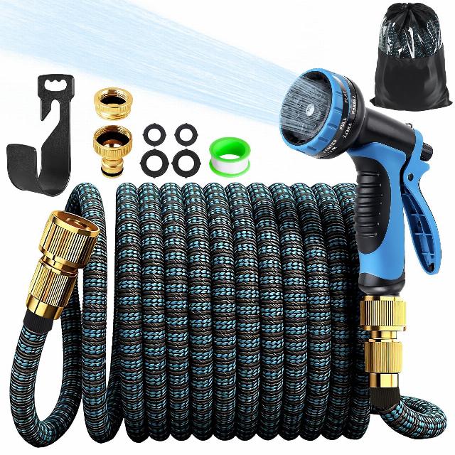 Expandable Garden Hose - Upgraded 3-Layer Latex Hose Pipe 50ft 15m Leak-Proof