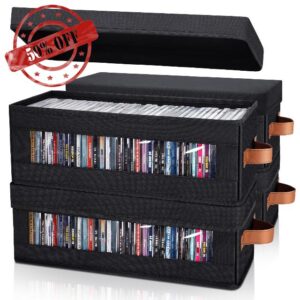 kroucoco CD Storage Box - Pack of 4 CD Case Storage with Visible Window
