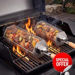 Rolling Grill Baskets for Outdoor Grill