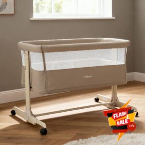 Babymore Neera Bedside Crib - Khaki