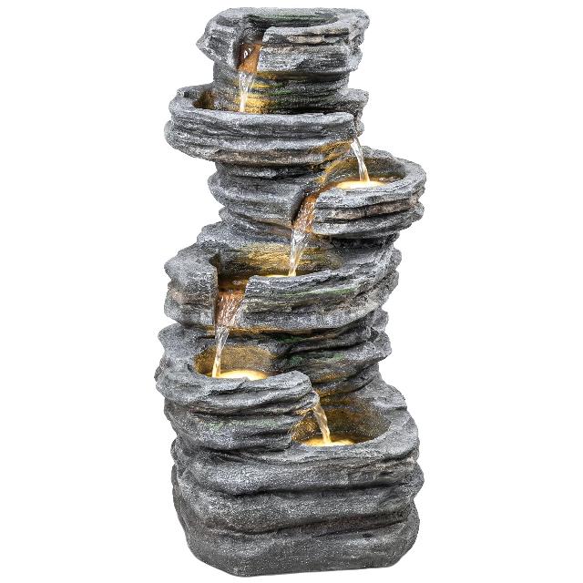 Outsunny Outdoor Fountain with 6-Tier Rock Design