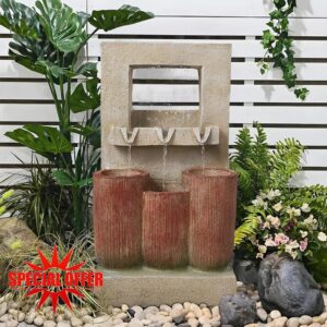 BTGGG Solar Water Fountain Water Curtain Outdoor Garden Water Feature Solar Powered Outdoor Garden Water Fountain with Lights
