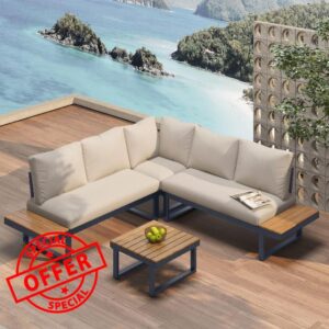 4-5 Seater Garden Lounge Set with Reclining & Adjustable Seating