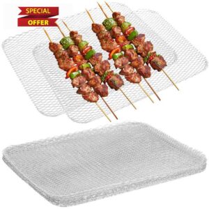 FRCOLOR 10pcs Disposable Aluminum Grill Mesh Mats - Non-stick Bbq Grill Toppers - Heat-resistant Barbecue Pads for Outdoor Camping Backyard Picnics
