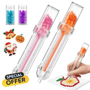 5mm Fuse Beads Pen Dispenser Body Fuse Beads Dispenser for Home DIY Decor Parent Interaction Crafts Boosts High Capacity & Transparent Pen 2 Pack