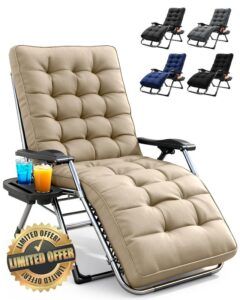 KEPLIN Square Tube Gravity Chair with Cushion 1 Pack – Extra Wide 72cm Zero Gravity Reclining Garden Chair