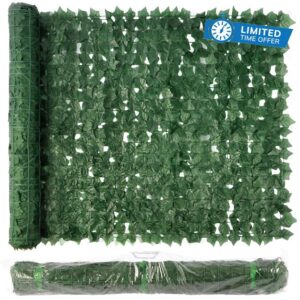 ​Vinclus Artificial Ivy Green Leaf Hedge Screen–1×3m–Upgrade to 1200 Denser Leaves–Supplied as a Continuous Roll–Privacy Fence Screening for Garden