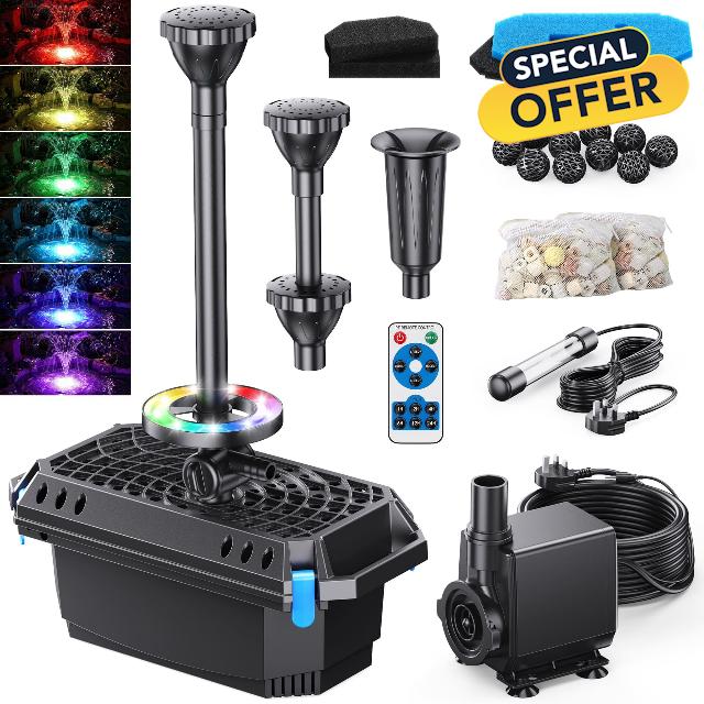 Biling Pond Filter with UV Clarifier and LED Lights