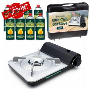 GREEN HAVEN Ultra Slim Portable Butane Gas Stove – Compact Single Burner Camping Cooker for Indoor & Outdoor Use