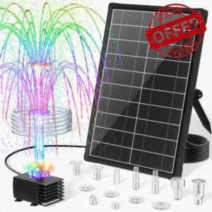 POPOSOAP 8W Solar Powered Water Fountain Pump with Battery Backup