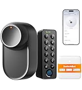 Text reads 'SwitchBot Lock Ultra Vision Combo'. Same product packaging and smart lock system as Image 1, showing digital lock with camera and keypad components.