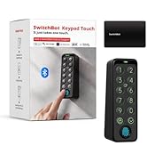Text reads 'Image 7'. Smart lock system featuring black electronic door lock unit with dial control, remote control, and mobile app interface screen.