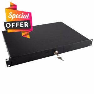 kenable 19 Inch 1U Lockable Rack Mount Drawer with Rear Support Rails 338mm Deep for Server Cabine