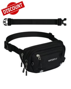 Waterfly Bum Bag Fanny Pack: Small Waist Packs Bumbag with 30cm Extended Belt Fashion Anti-Theft Crossbody Chest Bag with RFID Blocking for Women Men Hiking Sport Running Walking Travel Black