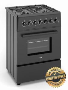 Ferre F6TS40E3-BL 60cm Freestanding Dual Fuel Cooker - Matte Black           [Energy Class A]