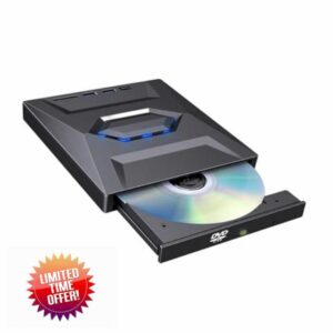 External CD DVD Drive Burner with USB 3.0 & USB-C Hub and SD/TF Card Slot