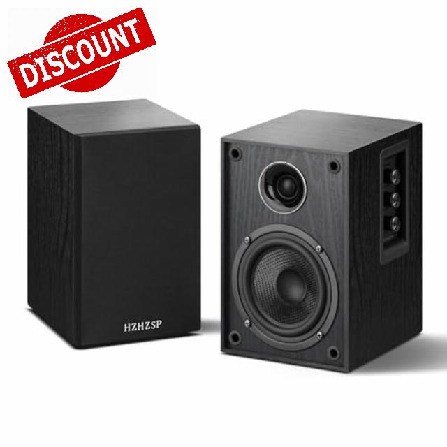Active Bookshelf Speakers with 4" Woofer & 1" Silk Dome Tweeter – Powered Stereo Hi-Fi Speakers for Turntable