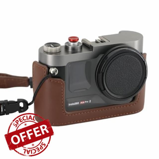 MOVMAX Vintage Camera Cage for Insta360 Ace Pro 2 with Carrying Strap