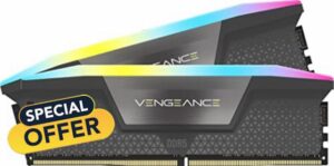 CORSAIR VENGEANCE RGB DDR5 RAM 16GB (2x8GB) Up to 5200MHz CL40-40-40-77 1.25V AMD EXPO Intel XMP Computer Desktop Memory – Grey (CMH16GX5M2B5200Z40)
