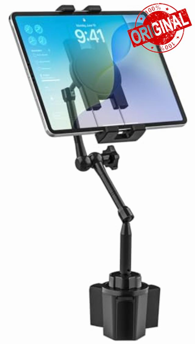 Oilcan Tablet Car Cup Holder Mount [360° Adjustable Long Arm] Metal Tablet Mount for Cupholder with Rugged Aluminum Arm for Tablets Phones