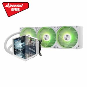 TRYX STAGE 360 ARGB 360mm AIO White 4.0'' IPS Dual-Screen Customizable White AIO Cooler 360mm LCD Display 254PPI Asetek 7th Gen V2 280w TDP ROTA SL ARGB Fan Intel LGA 1851/1700/1200/115X AMD AM5/AM4
