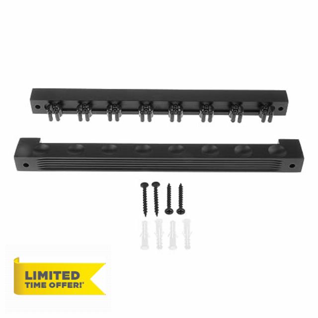 Wooden Pool Stick Holder Wall Mounted 8 Cue Clips for Community Cente