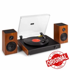 Audizio RP337W Record Player with Wireless Bluetooth Bookshelf Speakers