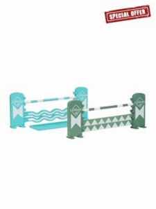 LeMieux Toy Pony Jump Set Azure/Sage/White - Adjustable Pole Height - Suitable for 3+
