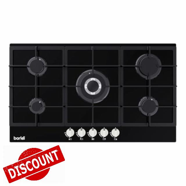 Baridi 90cm Built-In Black Glass Gas Hob