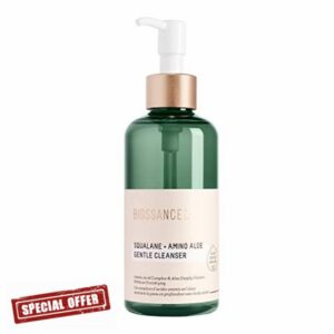 BIOSSANCE Squalane + Amino Aloe Gentle Face Wash 200ml– Foaming Facial Cleanser Gel – Hydrating for All Skin Types – Removes Makeup & Deeply Cleans Pores with Moringa Extract – Soothes with Aloe Vera