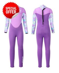 Gogokids Kids Wetsuit Long Sleeve 2.5mm - Boys Girls Neoprene Swimming Wetsuit with UV Protection 50+ & Back Zipper