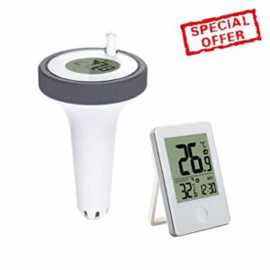 Wireless Floating Pool Thermometer with Indoor Accurate Temp Readings Max Min Memory 60M Senso