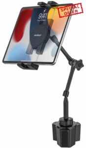 Ultra-Flexible Car Tablet Mount for Cup Holder - [Aluminum Arm & Full-Range Adjustable] Truck RV Camping Vehicle Cupholder Mount for Tablets Phones