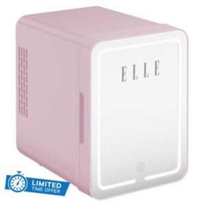 ELLE Mini Cooler with LED Makeup Mirror 4L Portable Cooler Pink (Pink)