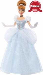 Mattel Disney Princess Cinderella Sparkling Princess Fashion Doll & Accessories with Removable Dress