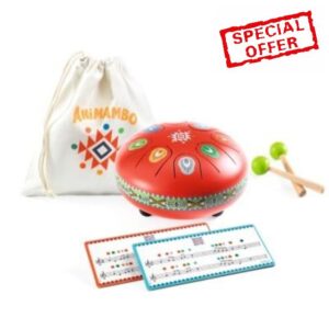 Djeco musical instrument toy - Animambo tongue drum red 8 notes FSC