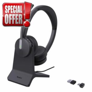 Yealink BH70 Dual Wireless Bluetooth Headset with Charging Stand and USB-C/A for PC connection – Certified for Teams