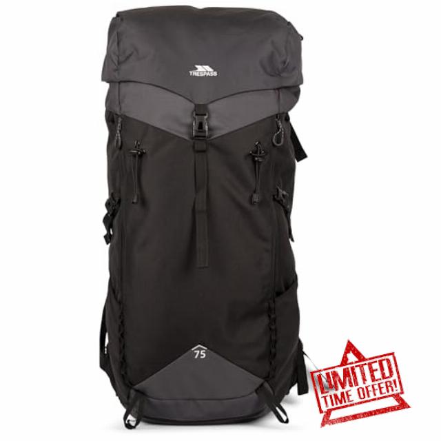 Trespass 75L Hiking Backpack Pass 75 - Drawcord Main Compartment