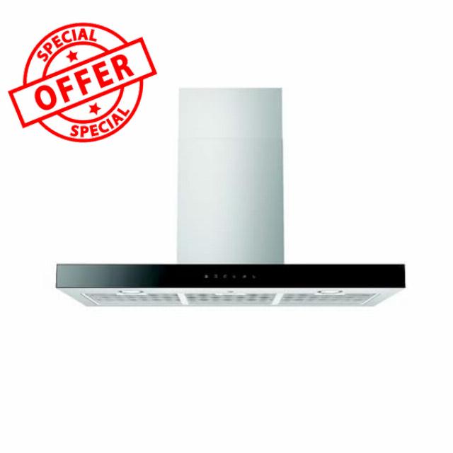 Cookology Essentials AEHBOX90SS Extractor Hood 90cm - T- Shaped Box Cooker Hood Wall Mounted - 3 Speeds - Touch Controls - 647 m3/hr Air Flow - 2 LED Lights - Energy Rating A - Stainless Steel